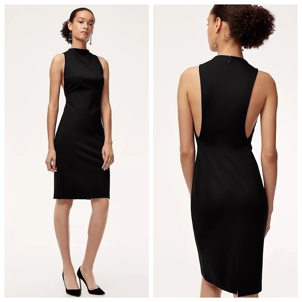 Babaton Matheson Sheath Dress Women Sz 10 Black Sleeveless High Neck Cocktail